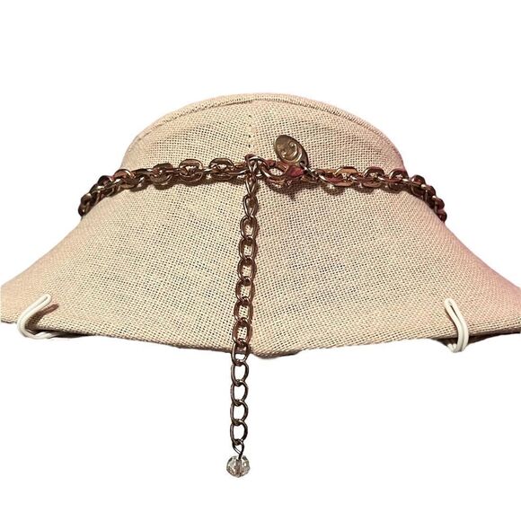 Charming Charlie Enamel Flower Crystal Rose Gold Tone Necklace - Picture 5 of 5